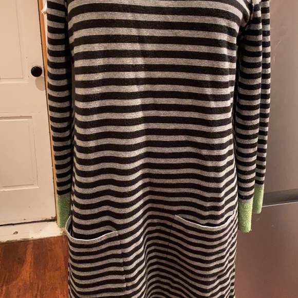 Eliza J Sweater Dress black gray green stripe color block size Large - Picture 3 of 10